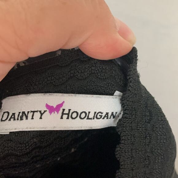 Dainty Hooligan women's medium black lace cutout bandaid body con dress goth pun - Picture 2 of 10